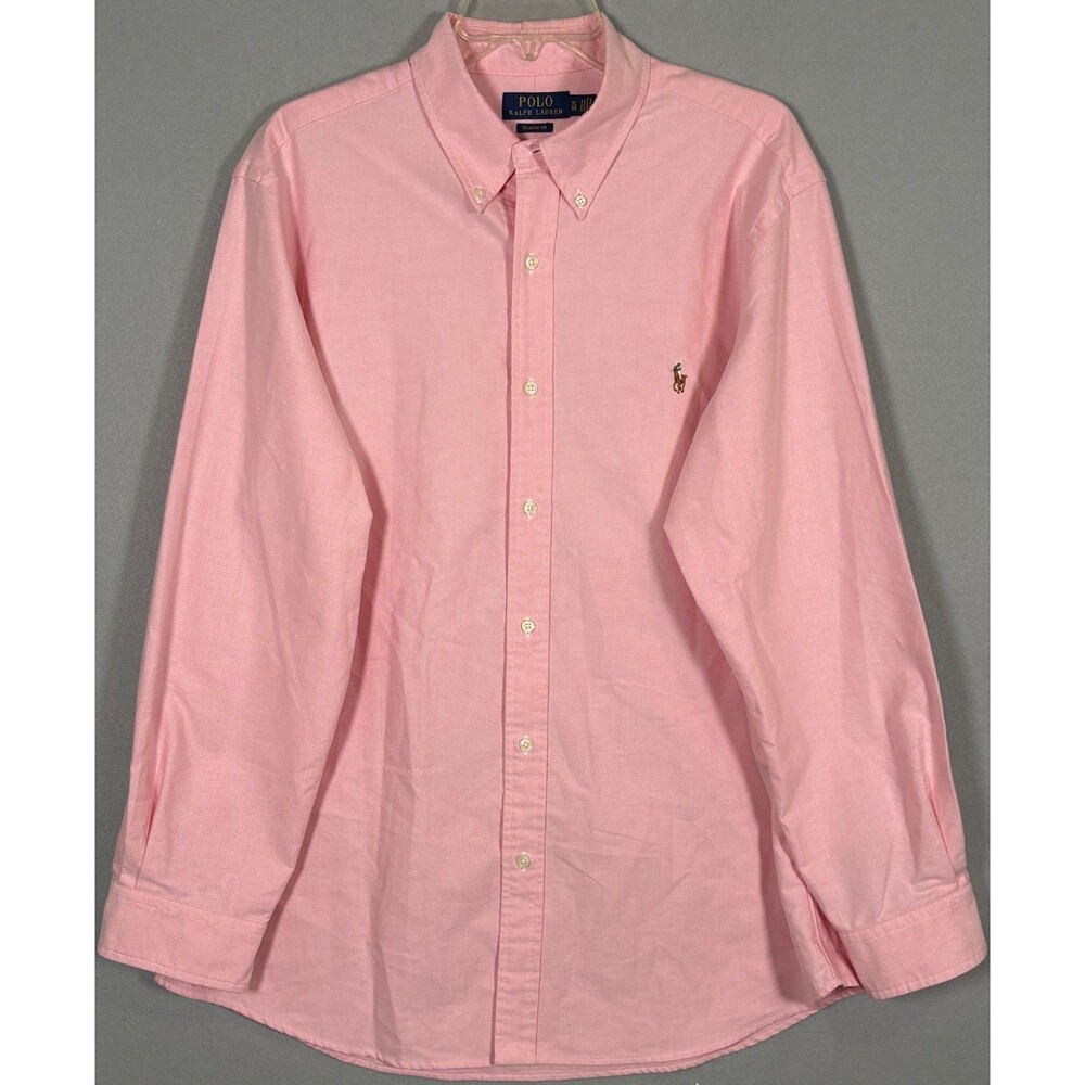 Polo Ralph Lauren Shirt Mens XL Pink Flesh Pony Button Down Oxford Classic Fit